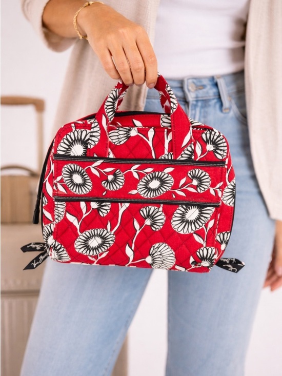 Vera Bradley Handbags - Vera Bradley Red Floral Quilted Cosmetic Train Case Travel Makeup Bag Zip
NWOT